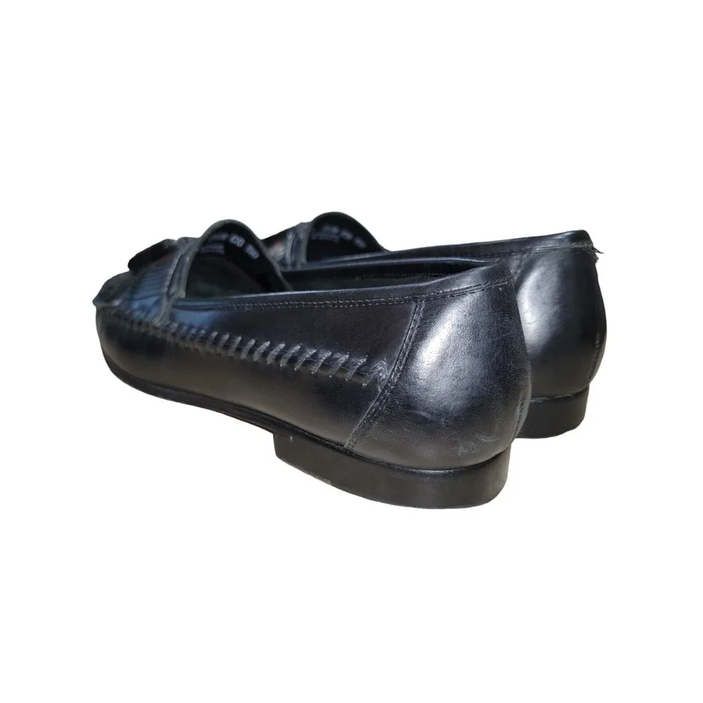 G. H. Bass Men's Black Tassel Kiltie Loafers Leather Slip On Shoes‎ Sz 9.5 M